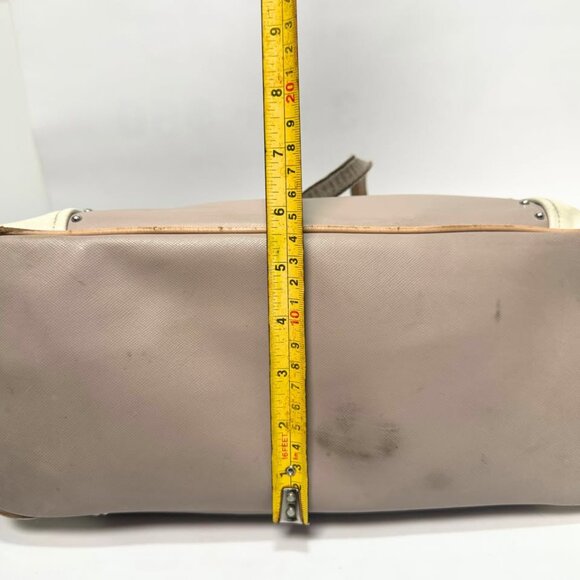Coach Hampton Two-Tone Beige/White Leather Tote Shoulder Bag — Used, Functional - Picture 3 of 9